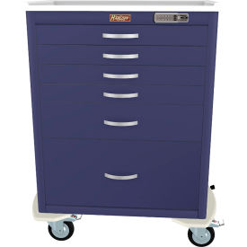 Harloff M-Series Tall Procedure Cart6 Drawers & E Lock36-3/4"W x 22"L x 43-3/4"HNavy