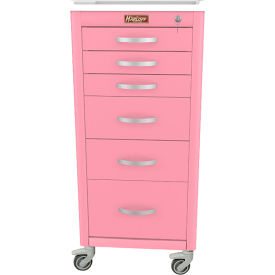 Harloff M-Series Tall Procedure Cart6 Drawers & E Lock36-3/4"W x 22"L x 43-3/4"HPink