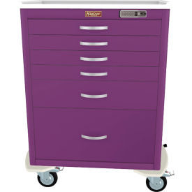 Harloff M-Series Tall Procedure Cart6 Drawers & E Lock36-3/4"W x 22"L x 43-3/4"HPurple