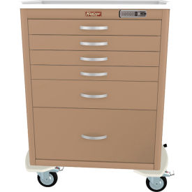 Harloff M-Series Tall Procedure Cart6 Drawers & E Lock36-3/4"W x 22"L x 43-3/4"HTaupe