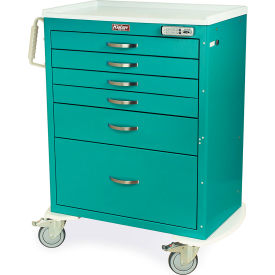 Harloff M-Series Tall Procedure Cart6 Drawers & E Lock36-3/4"W x 22"L x 43-3/4"HTeal