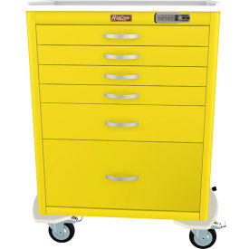 Harloff M-Series Tall Procedure Cart6 Drawers & E Lock36-3/4"W x 22"L x 43-3/4"HYellow