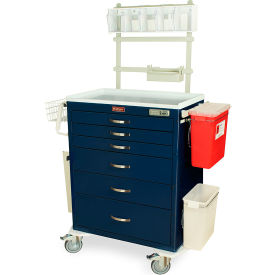 Harloff Company MDS3030K06+MD30-ANS3-PURPLE Harloff M-Series Six Drawer Anesthesia Cart with MD30-ANS3 Accessory Package, Purple image.