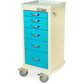 Harloff Company MPA1830E06-Pink Harloff A-Series Narrow Medical Cart, 6 Drawers & E Lock, 24-3/4"Wx22"Lx43-3/4"H, Pink image.