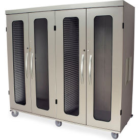 Harloff Company MSPM84-20GK-Beige Harloff Quad Column Medical Storage Cabinet,Glass Doors,82-1/8"Wx30-1/4"Dx77-3/4"H,Beige image.