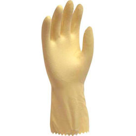Seidman Associates GRFY-LG-1C 12" Flock Lined Latex Gloves, Yellow, Large image.
