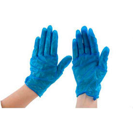 Seidman Associates GVDL-LG-1 Safety Zone GVDL-1 Industrial Grade Vinyl Gloves, 3.2 Mil, Powdered, L, Blue, 100/Box image.