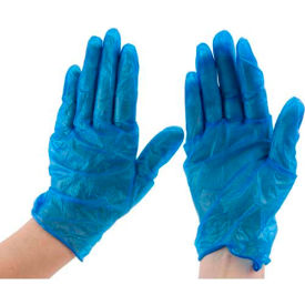 Seidman Associates GVP9-LG-1C-BL Safety Zone GVP9-LG-1C-BL Indsutrial Grade Vinyl Gloves, Powder-Free, 4.5 Mil, Blue, L, 100/Box image.