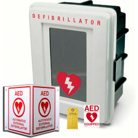 Think Safe Inc AEDMK03 First Voice™ AED Surface Mount Storage & Labeling Kit with Signage, Alarmed image.