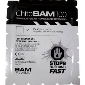 Think Safe Inc TS-CTS100-04 First Voice™ Chito SAM Single Ply Hemostatic Dressing 4"x4" image.