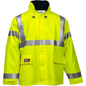 Tingley Rubber Corporation C44122.SM Tingley® Eclipse™ Hi-Visibility FR Hooded Coat, Zipper, Fluorescent Yellow/Green, S image.