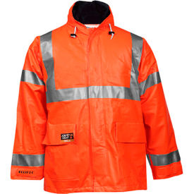 Tingley Rubber Corporation C44129.2X Tingley® Eclipse™ Hi-Visibility FR Hooded Coat, Zipper, Fluorescent Orange/Red, 2XL image.