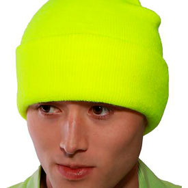 Tingley Rubber Corporation H70232.UN Job Sight™ Enhanced Visibility Knit Hat, Polyester, Fluorescent Yellow-Green image.