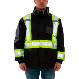 Tingley Rubber Corporation J24123C.2X Tingley® Icon™ Jacket, Black with Fluorescent Yellow/Green Tape, 2XL image.