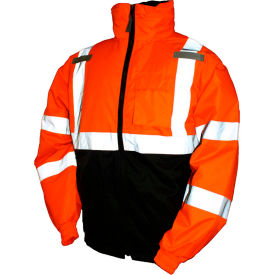 Tingley Rubber Corporation J26119.LG Tingley® J26119 Bomber II Hooded Jacket, Fluorescent Orange/Red/Black, Large image.
