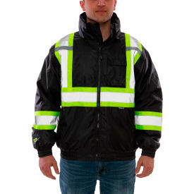 Tingley Rubber Corporation J26123C.LG Tingley® Bomber II™ Jacket, Black with Fluorescent Yellow/Green Tape, L image.