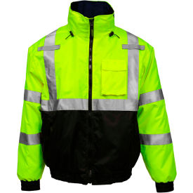 Tingley Rubber Corporation J26172.SM Tingley® Bomber 3.1™ Hi-Vis Hooded Jacket, Zipper, Fluorescent Yellow/Green/Black, S image.
