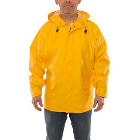 Weather-Tuff Jacket, Size Men's XL, Storm Fly Front, Attached Hood, Yellow