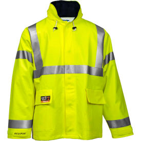 Tingley Rubber Corporation J44122.SM Tingley® Eclipse™ Hi-Visibility FR Hooded Jacket, Zipper, Fluorescent Yellow/Green, S image.