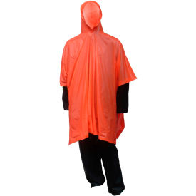 Tingley® P68809 Hooded Poncho Side Snaps 50"" x 80"" Retail Packed Orange One Size