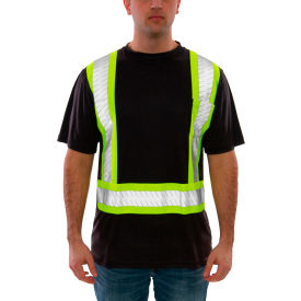 Tingley® Job Sight Class 1 Short Sleeve T-Shirt Black with Fluorescent Yellow-Green Tape 2XL