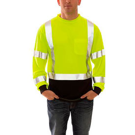 Tingley Rubber Corporation S75622.2X Job Sight&153; Class 3 Black Front T-Shirt, Pullover, Lime, Polyester, 2XL image.