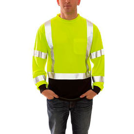 Tingley Rubber Corporation S75622.3X Job Sight&153; Class 3 Black Front T-Shirt, Pullover, Lime, Polyester, 3XL image.