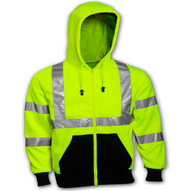 Class 3 Hooded Sweatshirt, Fluorescent Lime, Small view 2