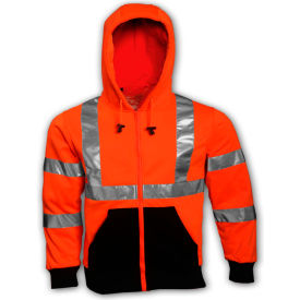 Tingley Rubber Corporation S78129.5X Tingley® S78129 Class 3 Hooded Sweatshirt, Fluorescent Orange, 5XL image.