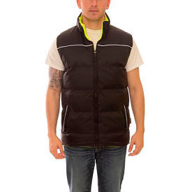Tingley Rubber Corporation V26022.2X Workreation™ Reversible Insulated Zipper Vest, Black/FL Lime, Polyurethane/Polyester, 2XL image.