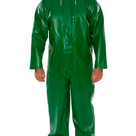 Tingley Rubber Corporation V41108.4X Safetyflex® Coverall, Green, Specialty PVC on 150D Polyester, 4XL image.