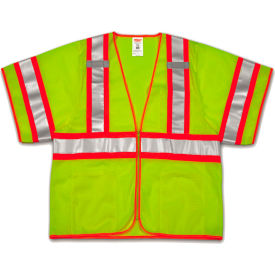 Tingley Rubber Corporation V70332.4X-5X Tingley® V70332 Job Sight™ Class 3 Two-Tone Vest, Fluorescent Lime, 4XL/5XL image.