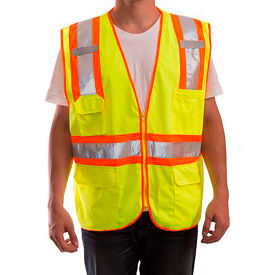 Job Sight™ Type R Class 2 Hi Vis 2-Tone Surveyor Safety Vest Polyester FL Yellow-GreenXXS-XS