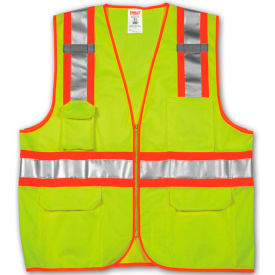 Tingley V73852 Job Sight Class 2 Surveyor Style Vest, Fluorescent Lime, L/XL