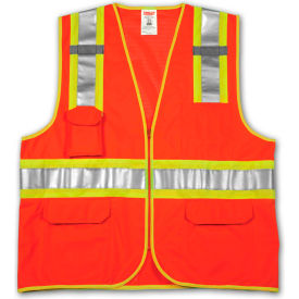 Tingley Rubber Corporation V73859.L-XL Tingley® V73859 Job Sight™ Class 2 Surveyor Style Vest, Fluorescent Orange, L/XL image.