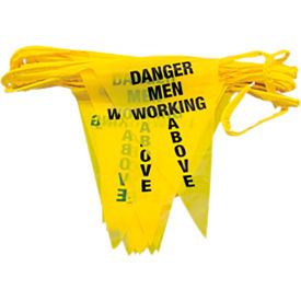 Tie Down Engineering 10067 Tie Down Engineering 60 Perimeter Warning Line Pennants-Danger Men Working, Yellow, Plastic/Nylon image.