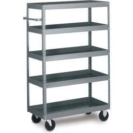 Tri-Boro Shelving MST2448TS Tri-Boro Mobile Steel Truck w/5 Shelves, 275 lb. Capacity, 48"L x 24"W x 57"H, Gray image.