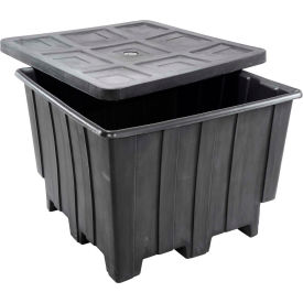 Rotational Molding Technologies Inc. - R 82125035 Romotech Plastic Gaylord Pallet Container 82125035 with Lid 50"L x 50"W x 36-1/2"H, Black image.