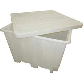 Rotational Molding Technologies Inc. - R 82125038 Romotech Plastic Gaylord Pallet Container 82125038 with Lid 50"L x 50"W x 36-1/2"H, Natural image.