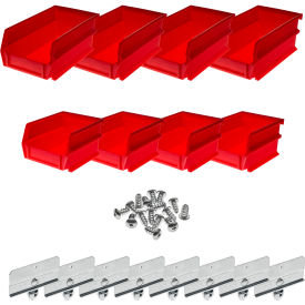 Triton Products 028-R Triton Products Poly Red Hanging Bin & BinClip Kits, 4 Small & 4 Medium Bins image.
