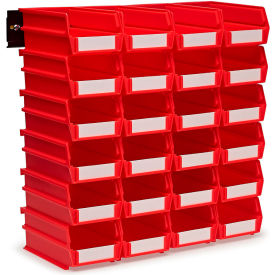 Triton Products 3-220RWS Triton Products LocBin Wall Storage, 7-3/8"L x 4-1/8"W x 3"H, Red, 24 Bins & Wall Mount Rails image.