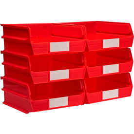 Triton Products Plastic LocBin Wall Storage 10-7/8""L x 11""W x 5""H Red 6 pc