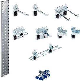Triton Products Silver Tool Pegboard Kit w/1 36" x 4.5" Steel Square Hole Pegboard & 8 pc LocHooks