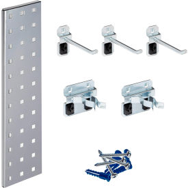 Triton Products Silver Tool Pegboard Kit w/1 18" x 4.5" Steel Square Hole Pegboard & 5 pc LocHooks