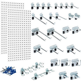 Triton Products 18 Gauge White Steel Square Hole Pegboard w/ 28 pc LocHook Assortment