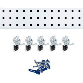 Triton Products Key Pegboard Kit Square Hole Steel 18" x 4-1/2" White 6 pc LocHook