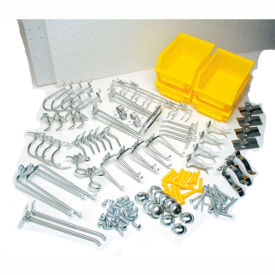 Ploypropylene Pegboard Kit with 48 DuraHooks and 4 Bins, 24" x 48" x 1/4", White view 2