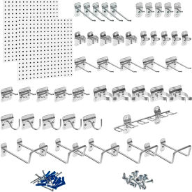 Triton Products LB1-Kit Triton Products 24"W x 24"H White Steel Square Hole Pegboard w/, 46 pc LocHooks image.