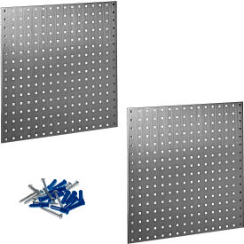 Triton Products® LocBoard® Square Hole Pegboard 24""W x 9/16""D x 24""H Silver Pack of 2