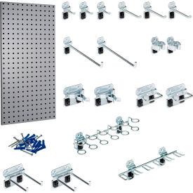 Triton Products® LocBoard Pegboard & LocHook Assortment 18""W x 9/16""D x 36""H Gray Pk of 19